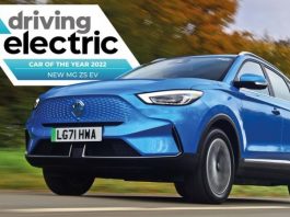 Новий кросовер MG ZS EV визнаний найкращим електрокаром 2022 року