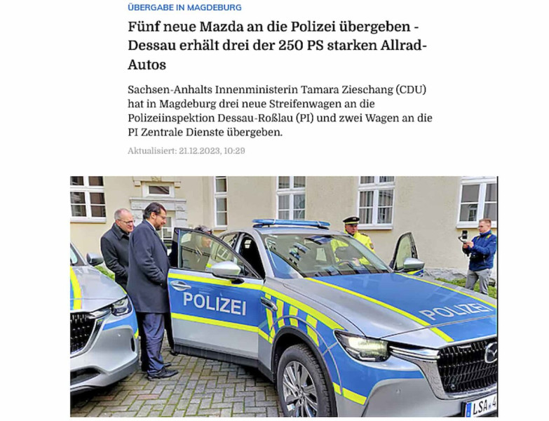 Німецьку поліцію пересадили на японські кросовери Mazda CX-60