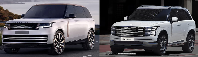 Ліворуч – Range Rover, праворуч – рендер нового покоління Hyundai Palisade