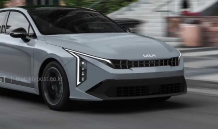 Новий Kia K5 наступного покоління показаний на першому зображенні